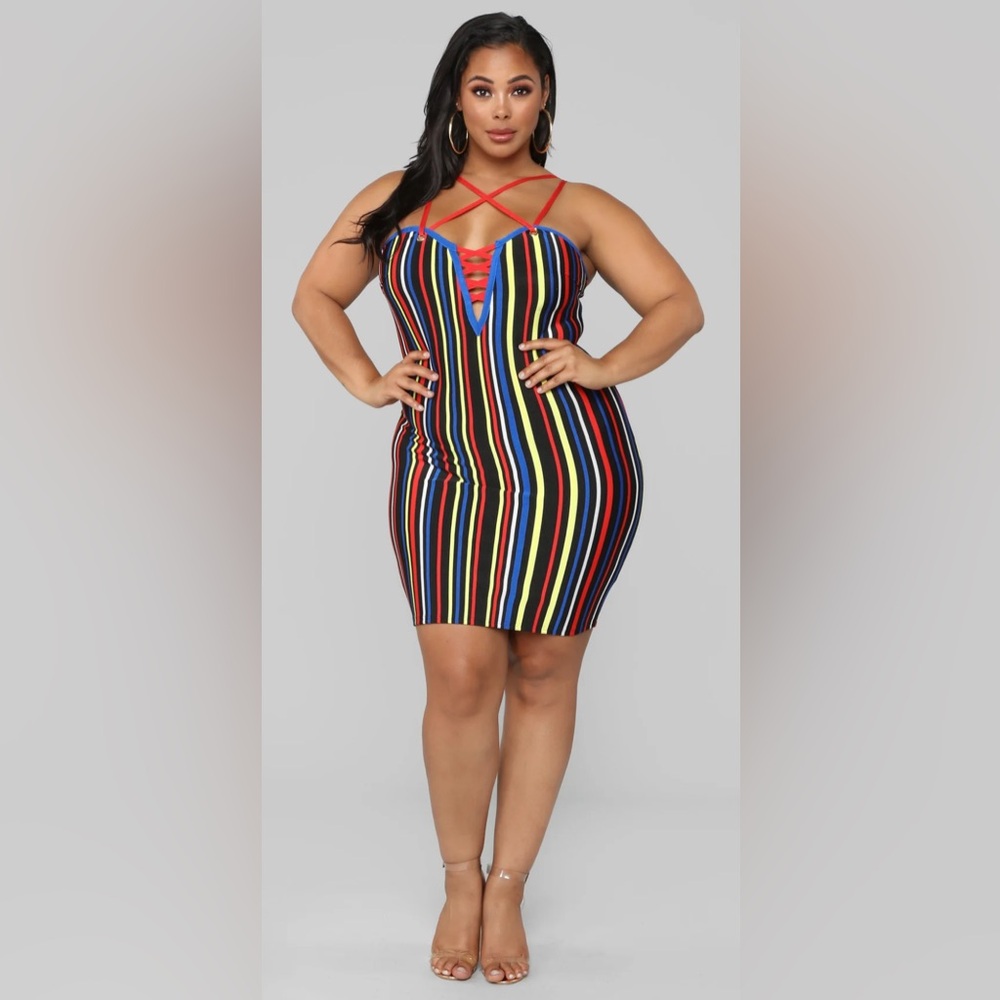 Fashion Nova Striped Dress, Size 2X